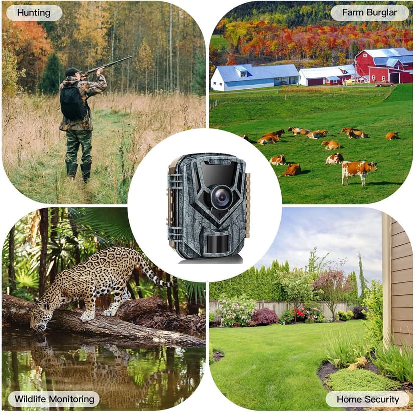 Trail Camera 2 Pack 36 MP 2.7K Game Camera 32GB Memory Card 4 Batteries Time 2.0" LCD Screen, Trail Cameras with 120°Wide Night Vision IP66 Waterproof for Monitoring Wildlife Trail Cam