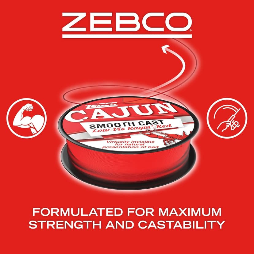 Zebco Cajun Line Smooth Cast Fishing Line, Low Vis Ragin' Red