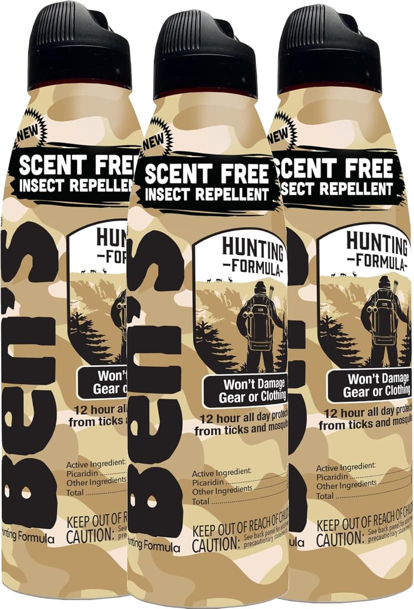 Ben's Hunting Formula - Tick & Mosquito Repellent for Up to 12 Hours of Protection - 20% Picaridin Bug Spray with EcoSpray Fine Mist Sprayer - Sweat-Resistant - 6 Fl Oz (Pack of 3)