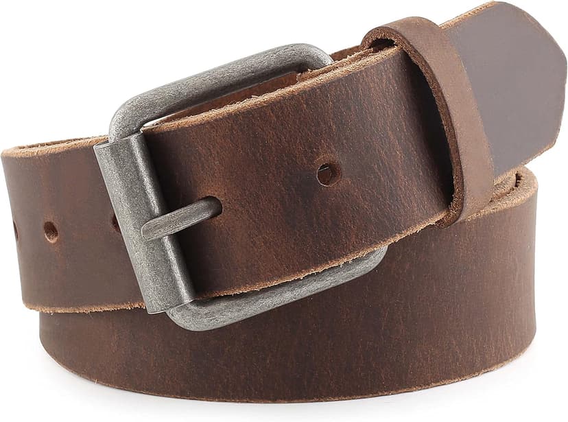 F&L CLASSIC Men's Casual Full Grain Classic Leather Dress Belt For Jeans,1.5" Wide, USA