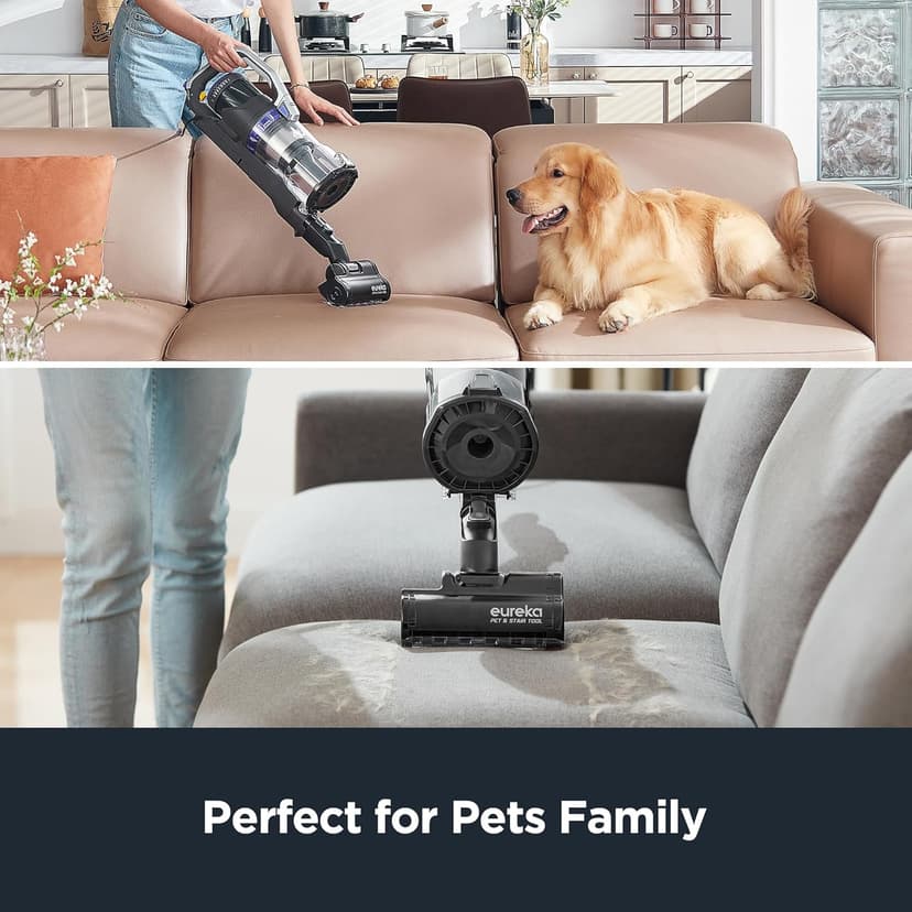 Eureka Pet Upright Vacuum Cleaner for Carpet and Hard Floor, Powerful Bagless Vacuum Cleaner for Home with HEPA Filter and Pet Tool, OmniVerse NEU801BL with QuickShift Technology, Blue