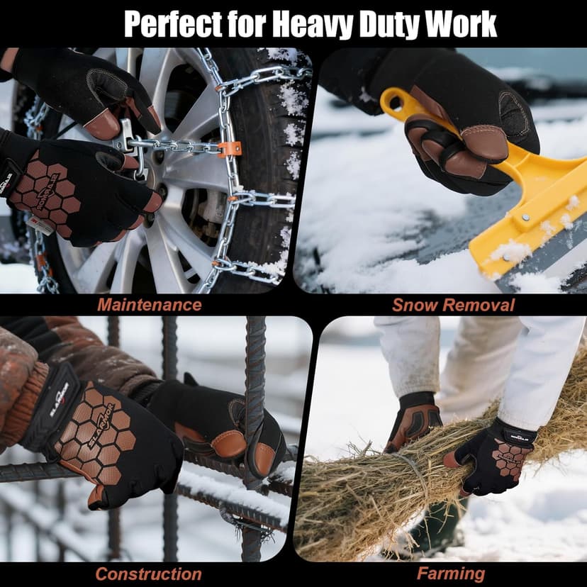 SLARMOR Winter Work Gloves for Men, Insulated, Waterproof, Touch Screen, Warm Thinsulate Lining for Cold Weather