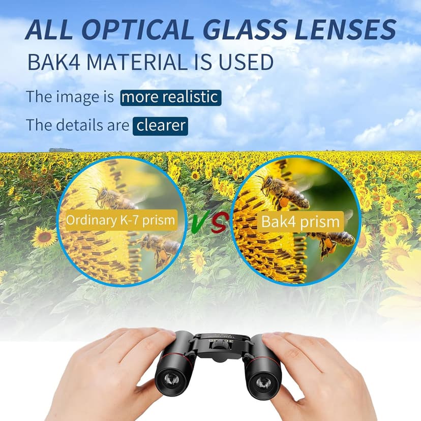 Compact Binoculars for Adults and Kids, HD Mini Portable Outdoor Binoculars Children, Pocket Lightweight Folding for Bird Watching, Hunting, Concert, Theater, Opera, Traveling, Tourism, Shows
