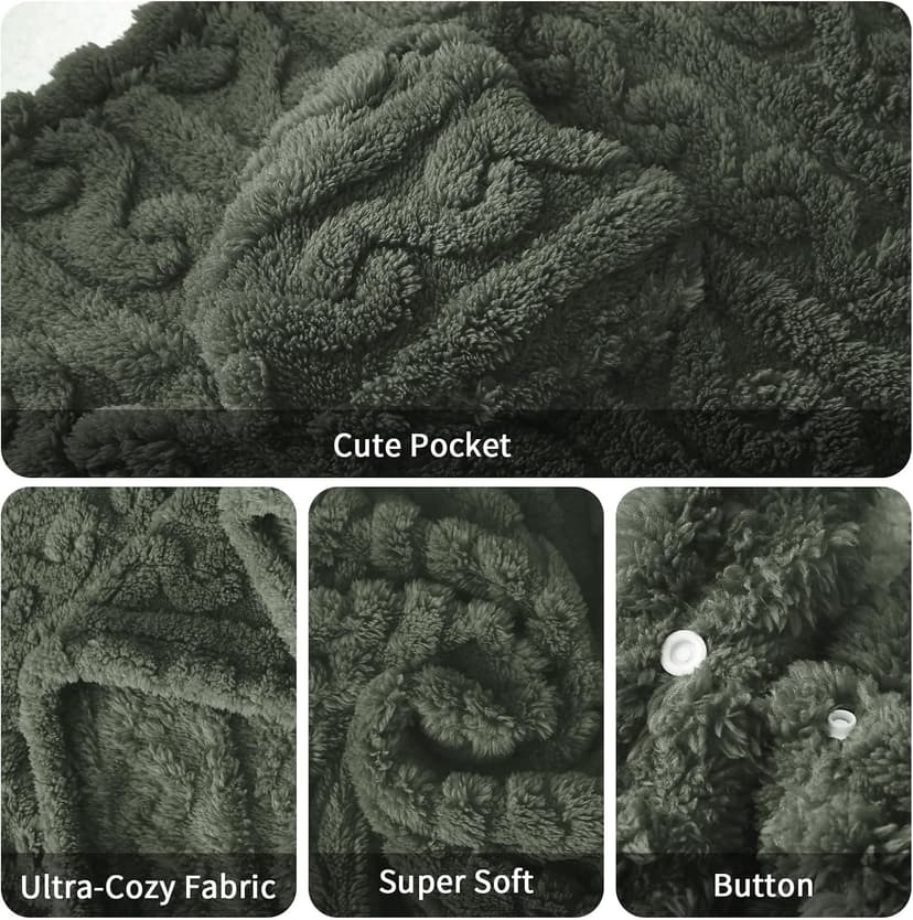 Wearable Blanket Sherpa Fleece Shawl Blanket with Pockets Blanket Poncho Cape for Adults, Cozy Shawl TV Throw Blankets B0DJBGMMCP