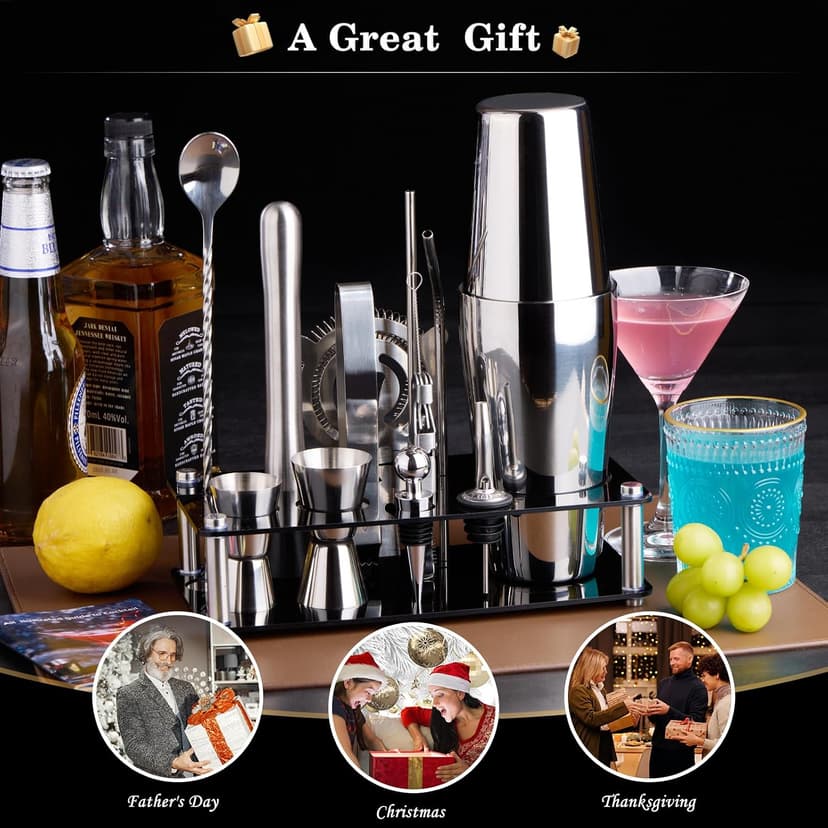 Bar Sets All Practical Bars Accessories, 18/8 Stainless Steel, for Drink Mixing, Bar, Home, Lounge & Party, Gift, Silver Wukuna Cocktail Shaker Bartender Kit, 15 Pcs Bar Tool with Acrylic Stand B0CH9K479X
