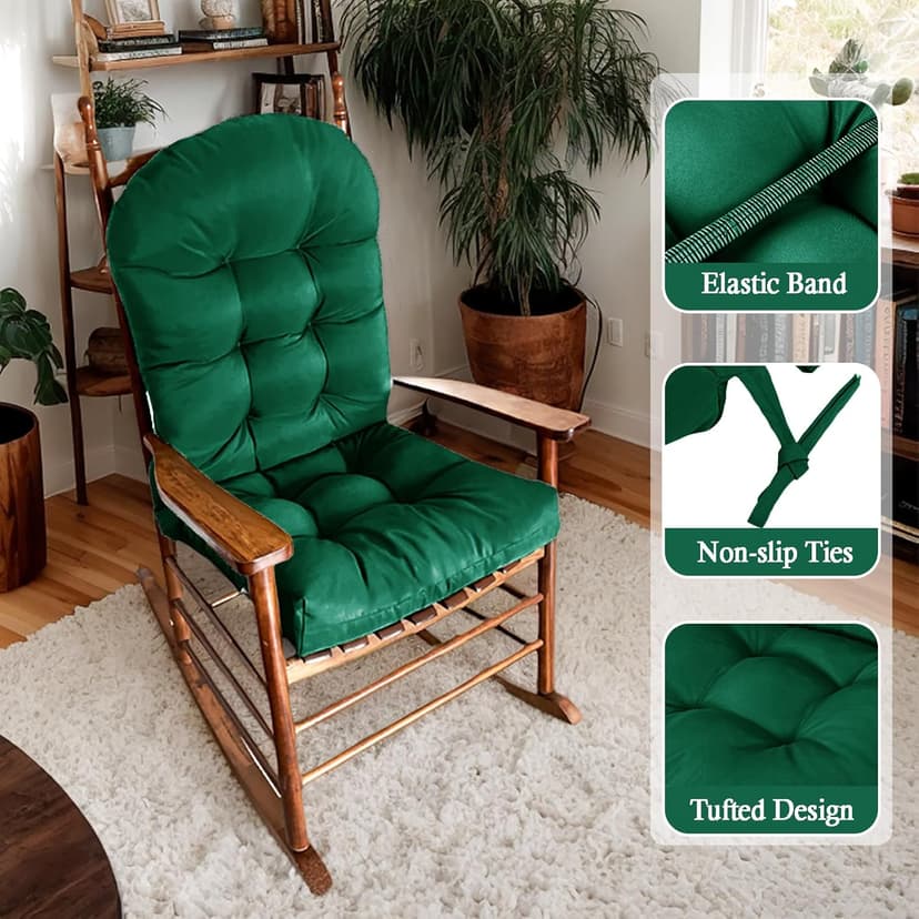 Adirondack Chair Cushions Set of 2, Waterproof Outdoor Seat Cushions for Patio Furniture, Thick Outdoor High Back Replacement Pads for Porch Lawn Wicker Chair, Rocking Chair Cushion, Emerald Green
