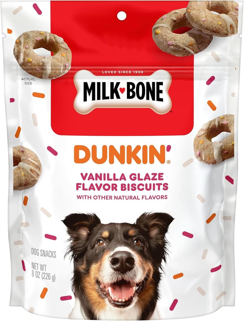 Milk-Bone Dunkin' Vanilla Glaze Flavor Dog Biscuits with Other Natural Flavors, 8 oz Bag