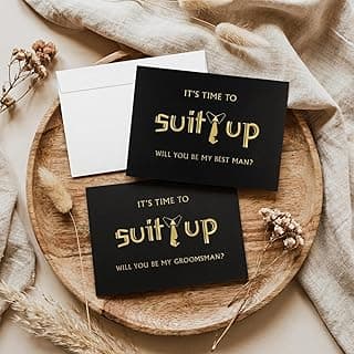Zonon 8 Pcs Groomsmen Proposal Cards 7 Will You Be My Groomsman and 1 Best Man Card with Envelopes 5 x 7 Inch Suit up Funny Groomsmen Proposal Invitation Gifts for Wedding Supplies