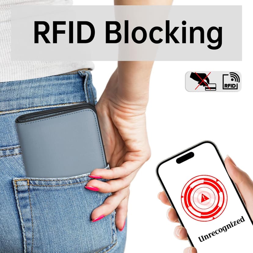 Toughergun Women’s Small Slim Leather Wallet with RFID Protection, Compact Bifold Mini Purse with Clear ID Window