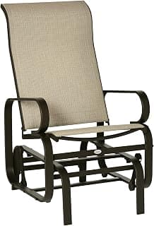 Outsunny Outdoor Glider Chair, Gliders for Outside Patio with Smooth Gliding Mechanism and Lightweight Construction for Backyard, Tan