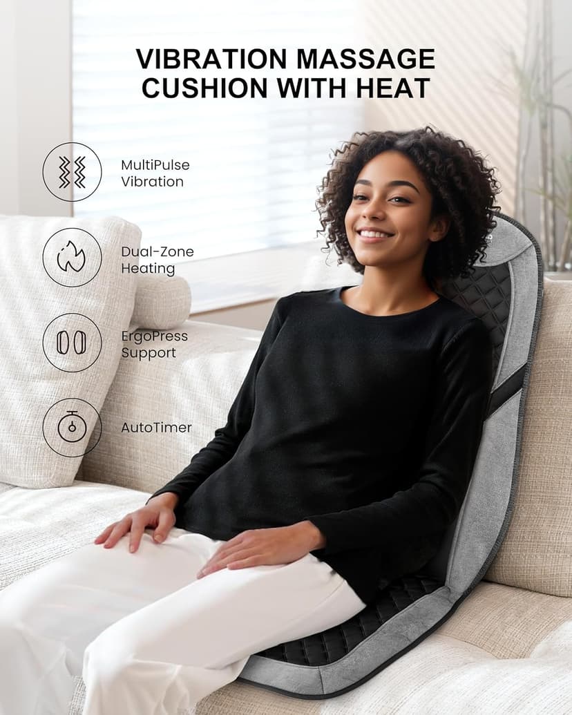 COMFIER Back Massager with Heat,Massage Chair Pad,Massage Seat Cushion with Adjustable Lumbar Support,Back Massage for Pain Relief,Chair Massager for Recliner,Father‘s Day Gift for Dad