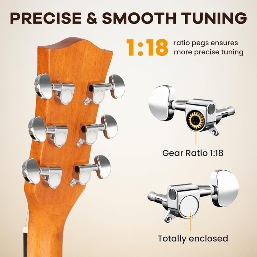 CAHAYA Acoustic Guitar Beginner Set - 41" Full Size Spruce Top Mahogany Body with Okoume Neck Rosewood Fingerboard, GA Cutaway Design, Balanced Rich Tone with Gig Bag, Strap, Capo, Strings & Picks