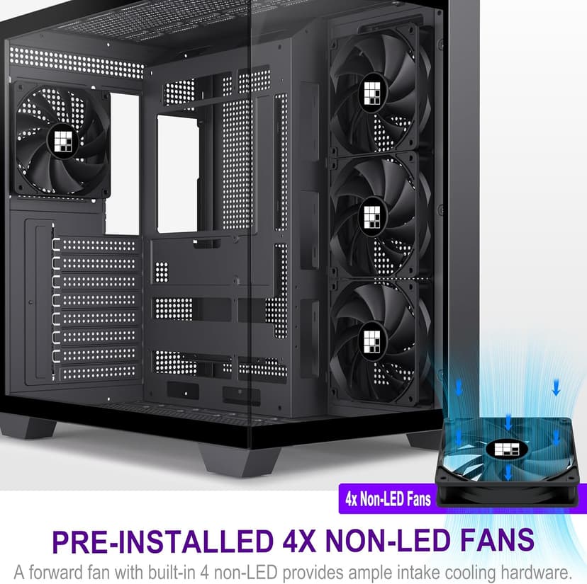 FOIFKIN F300 (2025) PC Case - Pre-Installed 4 No RGB Fan, ATX Mid-Tower Gaming PC Case, 270° Panoramic Glass with Type-C, FOIFKIN (Black)