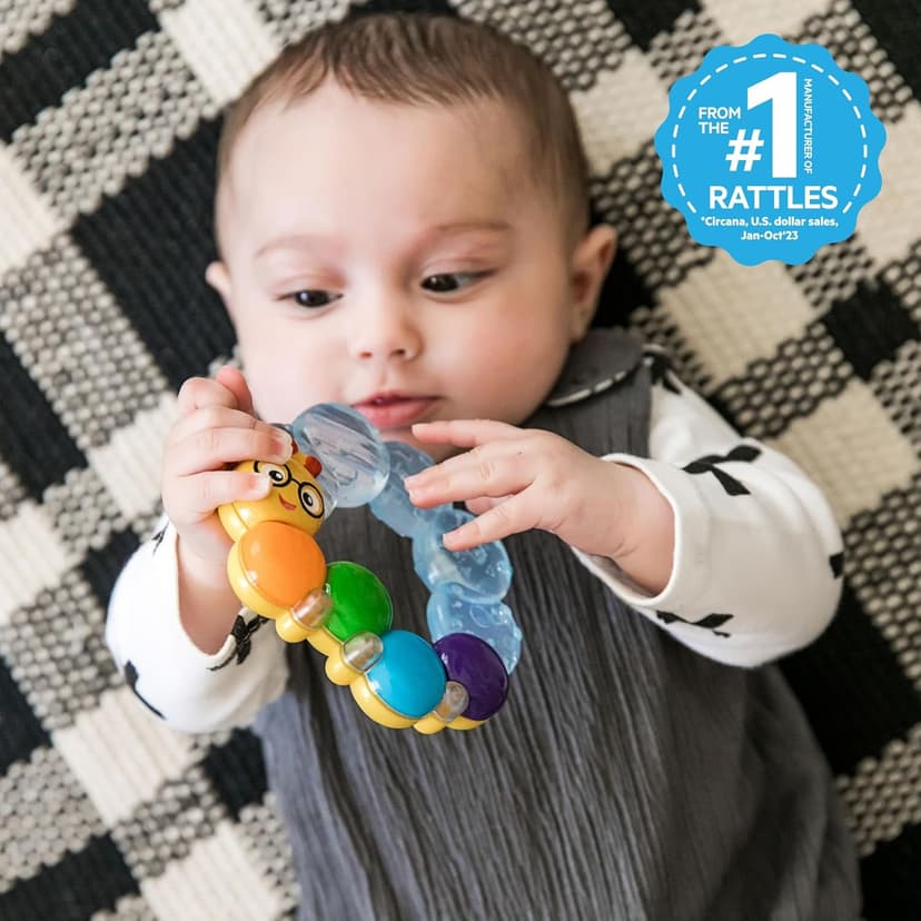 Baby Einstein Teether-Pillar Rattle and Chill Teething Toy, Ages 3 Months +