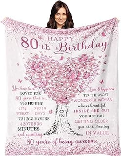 XALAZY 80th Birthday Gifts for Women Blanket 60"X50", 80th Birthday Decorations for Women, Best 80 Year Old Woman Birthday Gifts, 1945 Woman Present, Happy 80 Bday Present for Female Throw