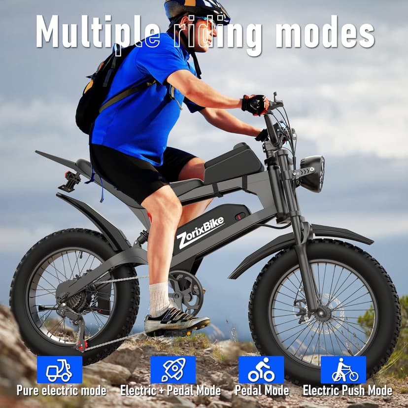 Electric Bike for Adults,48V 20AH - Peak Power 1500/3000W Brushless Motor Electric Bicycle - Max Speed 31-35MPH - Max 80 Miles Range - 20" x 4.0" Fat Tire Dirt E-Bike,7-Speed - UL 2849