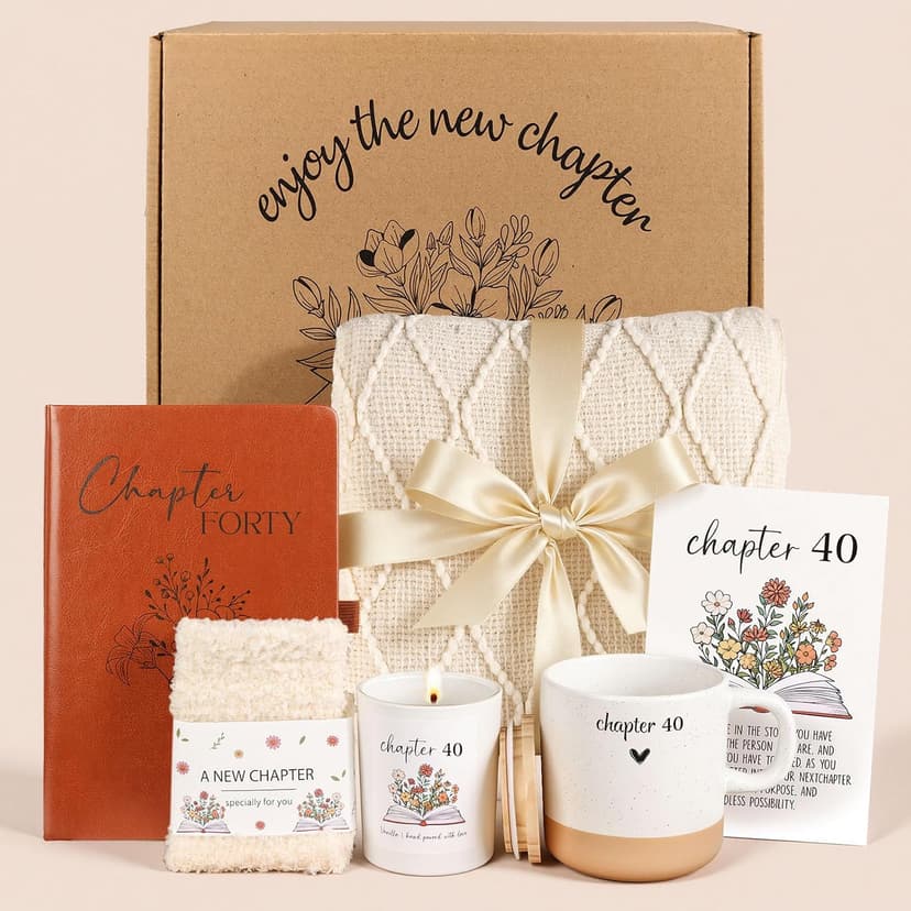 40th Birthday Gifts Women, Unique Chapter 40 Year Old Birthday Gifts for Women Happy 40th Bday Gift Basket for Her Turning 40 Year Old Gift Box Ideas for Her Wife Mom Daughter Sister Friend Coworker B0G1Y8DNY3