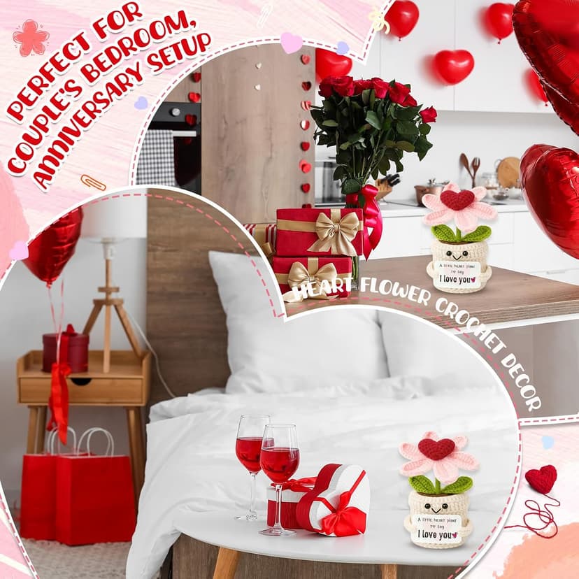 Gifts for Him Her Boyfriend Girlfriend - Crochet Flower with I Love You Message - Valentines , Engagement, Anniversary Wedding Birthday Gift for Wife, Husband, Couple, Fiancee-Father's Day Present