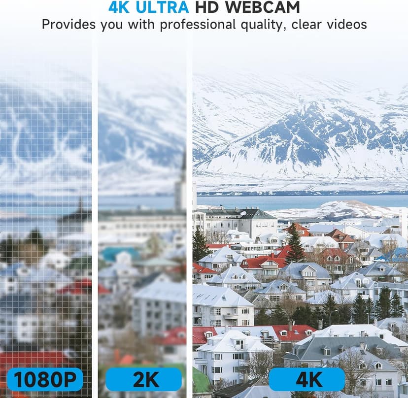 AOC 4k Webcam for PC with Microphone, Computer Camera with Noise Cancellation, Privacy Cover, 99° FOV, Plug & Play USB Webcam for Streaming, Conferencing, Zoom, Skype, Facetime, Laptop, PC, Skype