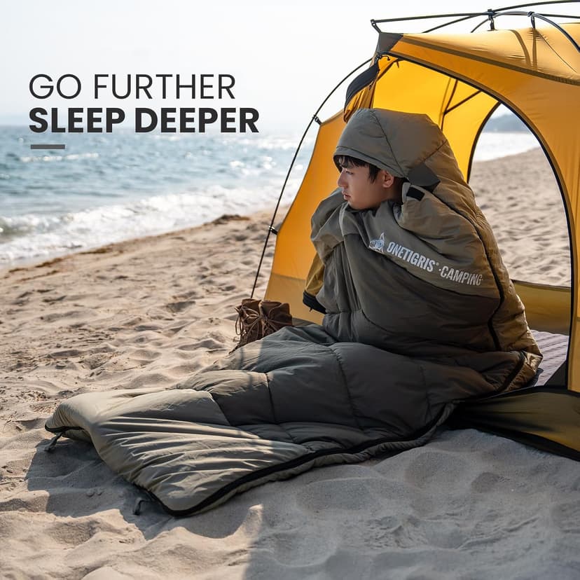 OneTigris Trailnap Sleeping Bag 3 Season Extra-Wide Warm for Camping Backpacking Travel Outdoor Activities