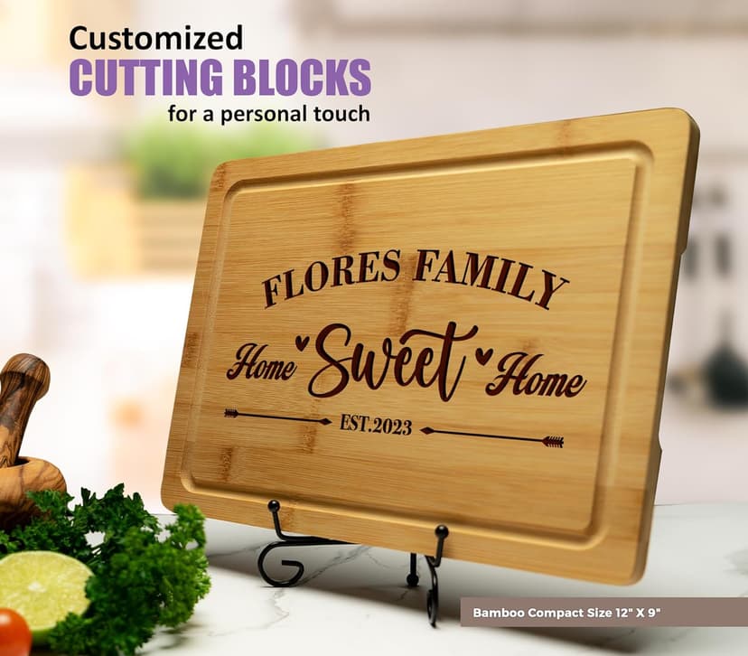 Personalized Home Sweet Home Cutting Board – Custom Engraved Wooden Board – Housewarming Gift, New Home Gift, Realtor Closing Gift, Wedding, Anniversary, Christmas, Bridal Shower Present