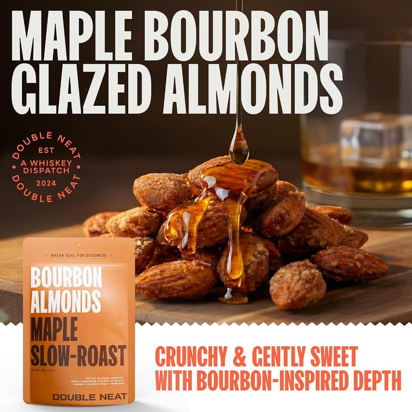 Double Neat Bourbon Flavored Snacks Variety Pack | Snacks Gifts for Men | Bourbon Glazed Beef Jerky, Cinnamon Whiskey Pecans, Almonds | Gift for Whiskey Lovers Men | 10oz, 3 Pack B0GGHN7KTL