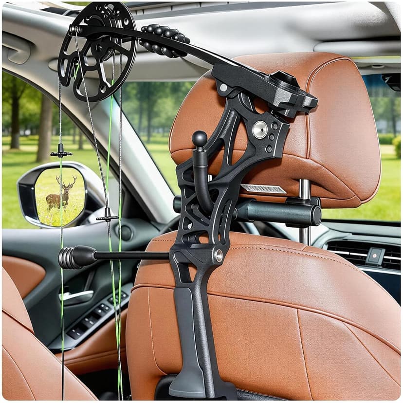 A2C Bow Hanger for Truck, Aluminum Headrest Bow Hanger Set with 6.5" Foldable Arm to Hold & Protect Bow, Truck Bow Holder Holds Recurve/Compound Bows & Hunting Gear fits Truck/SUV/Car