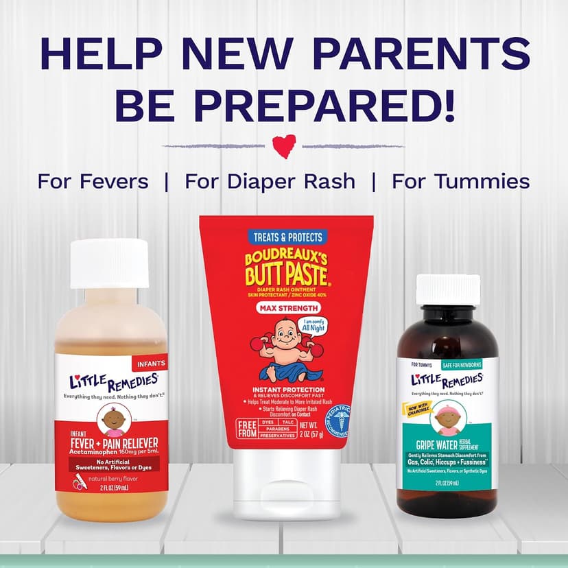 Little Remedies New Baby Essentials Kit with Saline Nasal Spray, Diaper Rash Cream, Gas Relief Drops, Gripe Water & More, Safe for Newborns, Multi-Color B075G6XMSF