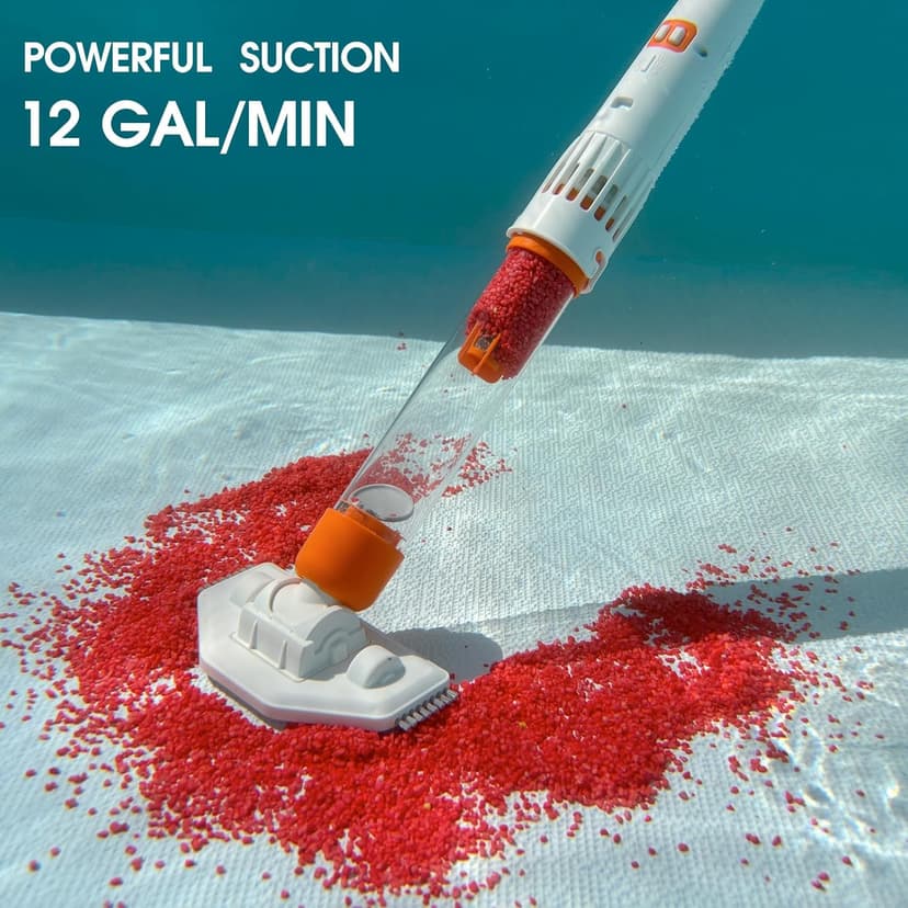 All in ONE Rechargeable Pool & Spa Hot Tub Vacuum Cleaner - Dual Mode & Magnetic Drive System, 25µm Ultra Fine Mesh Filters for Hot Tub, Small Above Ground Pools, 60 Mins (Orange)