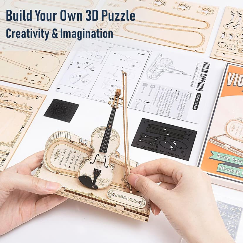 ROKR Wooden 3D Puzzles for Adults Violin, Musical Instrument Model Kit 3D Puzzles to Build, Desk Decor/DIY Hobbies/Gifts for Family and Friends (Violin) B0B7J49BWX