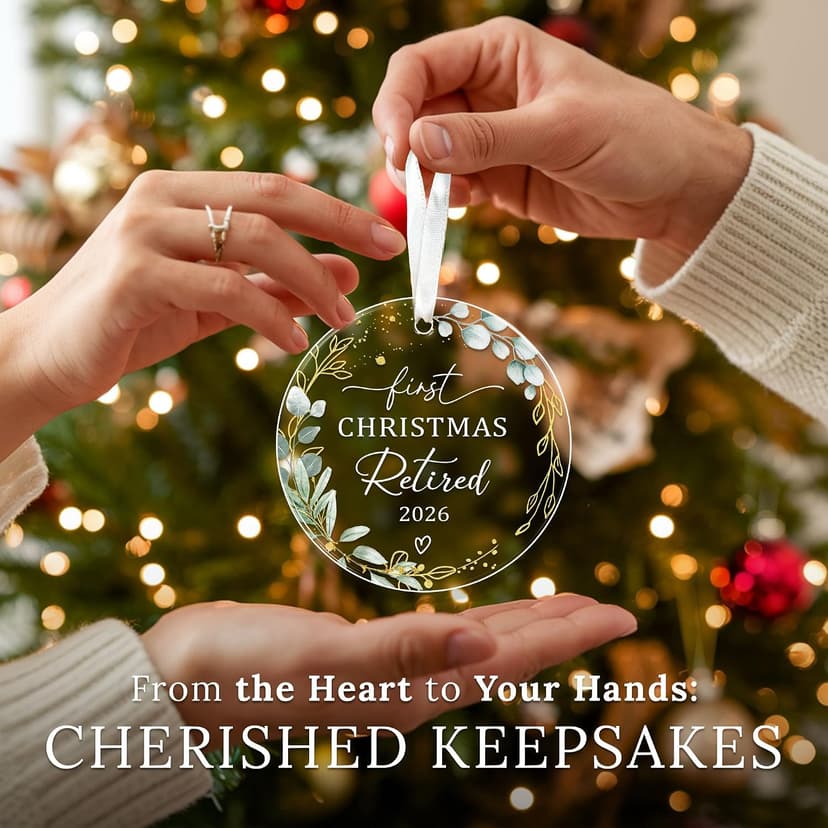 First Christmas Retired Acrylic Ornament - 2026 Retired Gift for Coworker, Boss, Employee, Teacher, Nurse, Woman, Man HEXMOZ Retirement Gift for Woman - Retirement Gifts for Men, Women 2026 B0FG2QFTNS