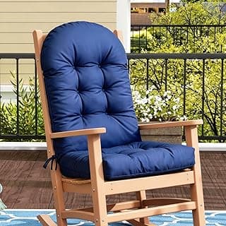 Rocking Chair Cushion Adirondack Chair Cushions with Non-Slip Ties, High Back Patio Chair Cushions,Fade-Resistant & Waterproof,Indoor/Outdoor Rocking Chair Pad for Living Room, Deck, Blue
