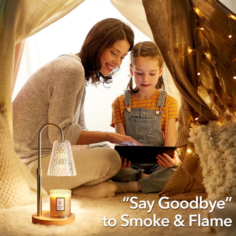 Candle Warmer Lamp with Timer, Stocking Stuffers for Women, Mom Gifts for Women Mom Christmas, Adjustable Height Candle Warmer, Dimmable, Home Decor, Wax Warmer Lamp for Jar Candles with 2 Bulbs