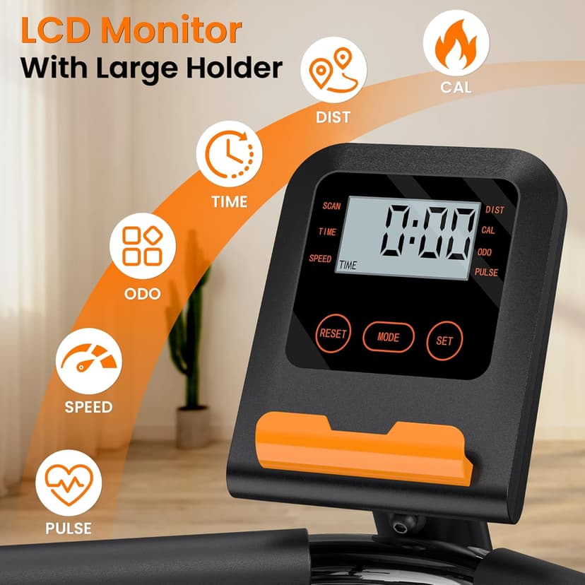 Recumbent Exercise Bike for Home Use, Quiet Recumbent Stationary Bikes for Adults & Seniors, 16-Level Resistance, Adjustable Seat, Supports 400LB, Pulse Sensors & LCD Display