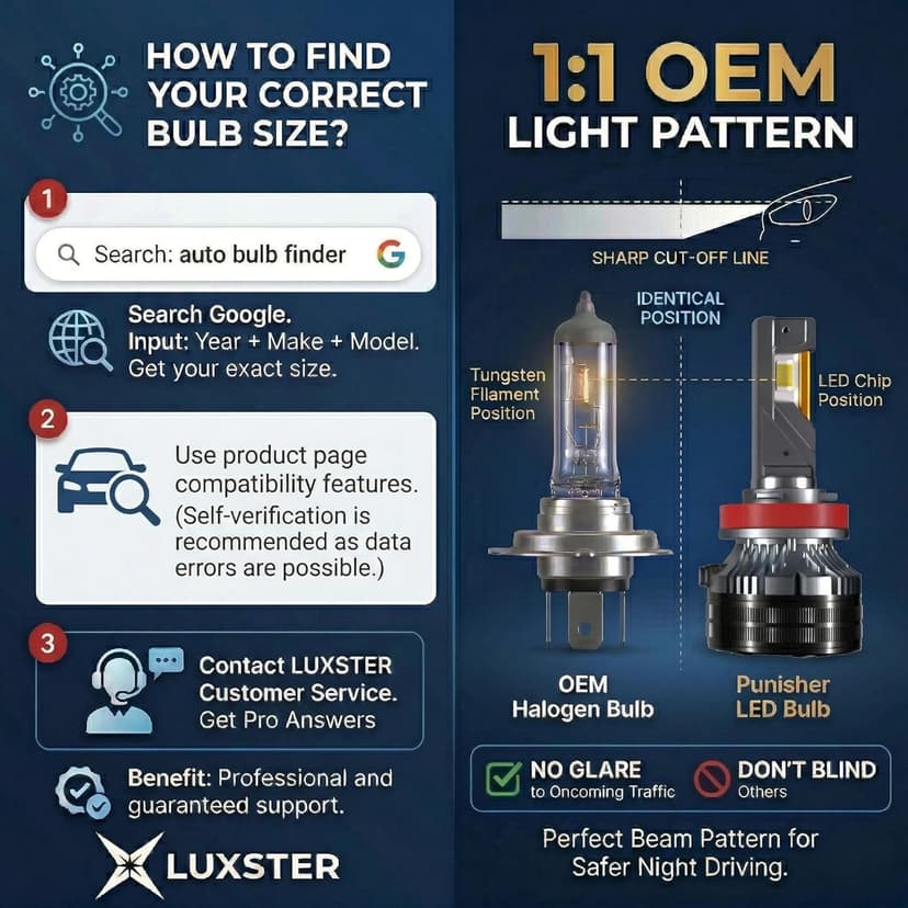 LUXSTER Punisher H7 LED Bulbs, 60000LM Ultra Bright, Triple Copper Pipes Cooling Tech(Unique), Plug-N-Play Installation, 6000K Pure White, IP68 Waterproof, Pack of 2