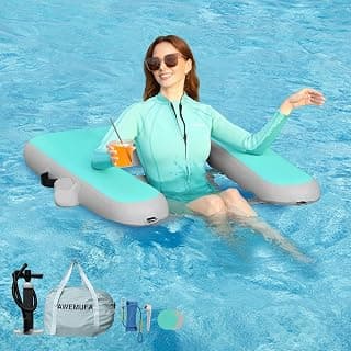 AWEMUFA Inflatable Chair for Lakes, Inflatable Floating Chair Floating Pool Lounger Float Adult, Heavy Duty Lake Floats Outside Tanning Pool Hangout Armrest Floaties