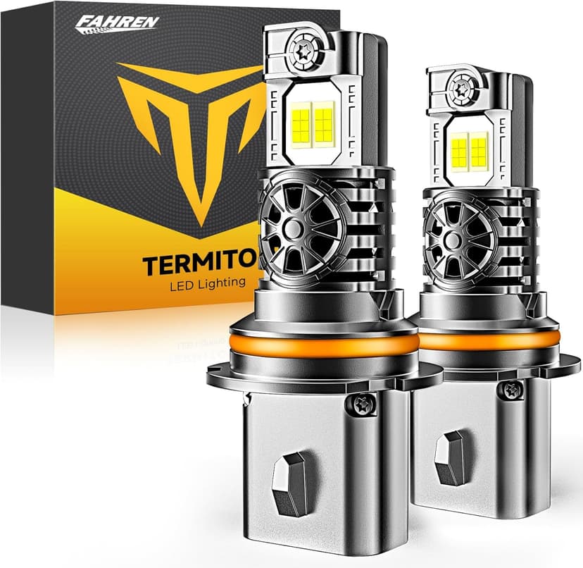 Termitor 2026 Latest 9007/HB5 Light Bulbs, 50,000LM Brightness High/Low Beam, 1:1 Mini Size 6500K Cool White IP68 Waterproof Automotive 9007 Fog Lights, 3-Minute Plug and Play Installation, Pack of 2