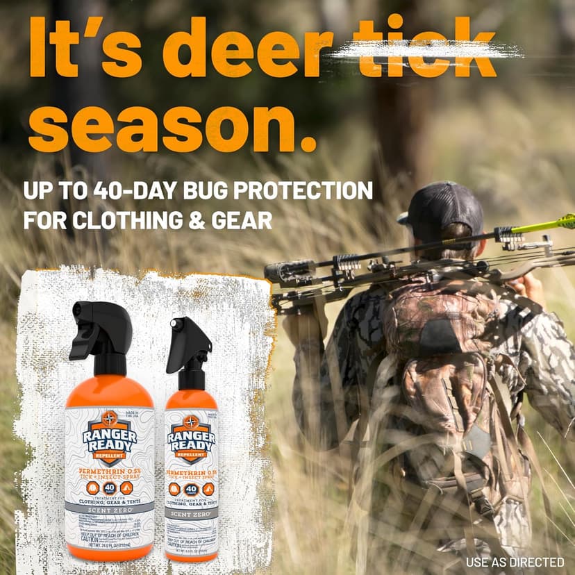Ranger Ready Repellents Permethrin Spray for Clothes and Outdoor Gear - Permethrin Insect & Tick Repellent - Scent Zero (24 fl oz, Pack of 1)