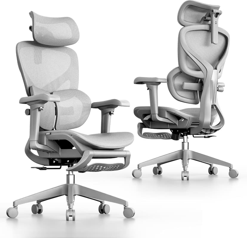 OTO Zenpex Ergonomic Mesh Office Chair, 1.96" Adjustable Seat Depth, Dynamic Lumbar Support, Extensible Footrest, Up to 300 lbs, 135° Recline Backrest for Home, Gaming & Executive Office