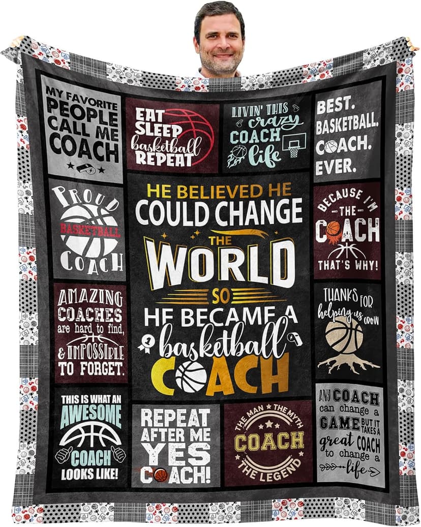 Basketball Coach Gifts for Men Throw Blanket 60 x 50 Inch, Gifts for Basketball Coach