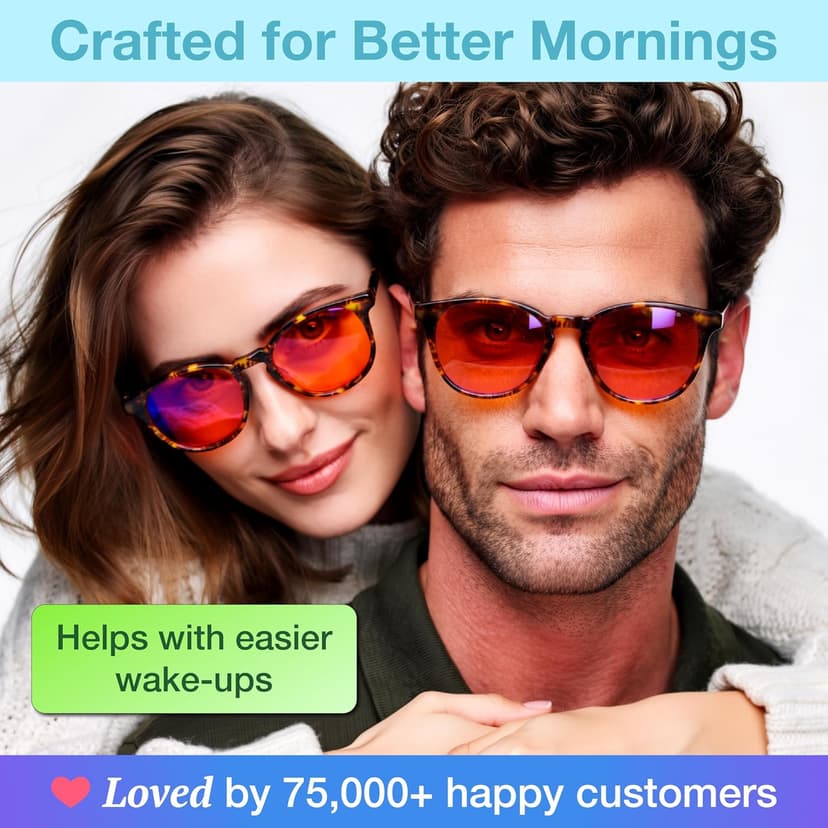 Orange Blue Light Blocking Glasses for Better Sleep - 99.5% Premium Acetate Migraine Glasses for Women & Men