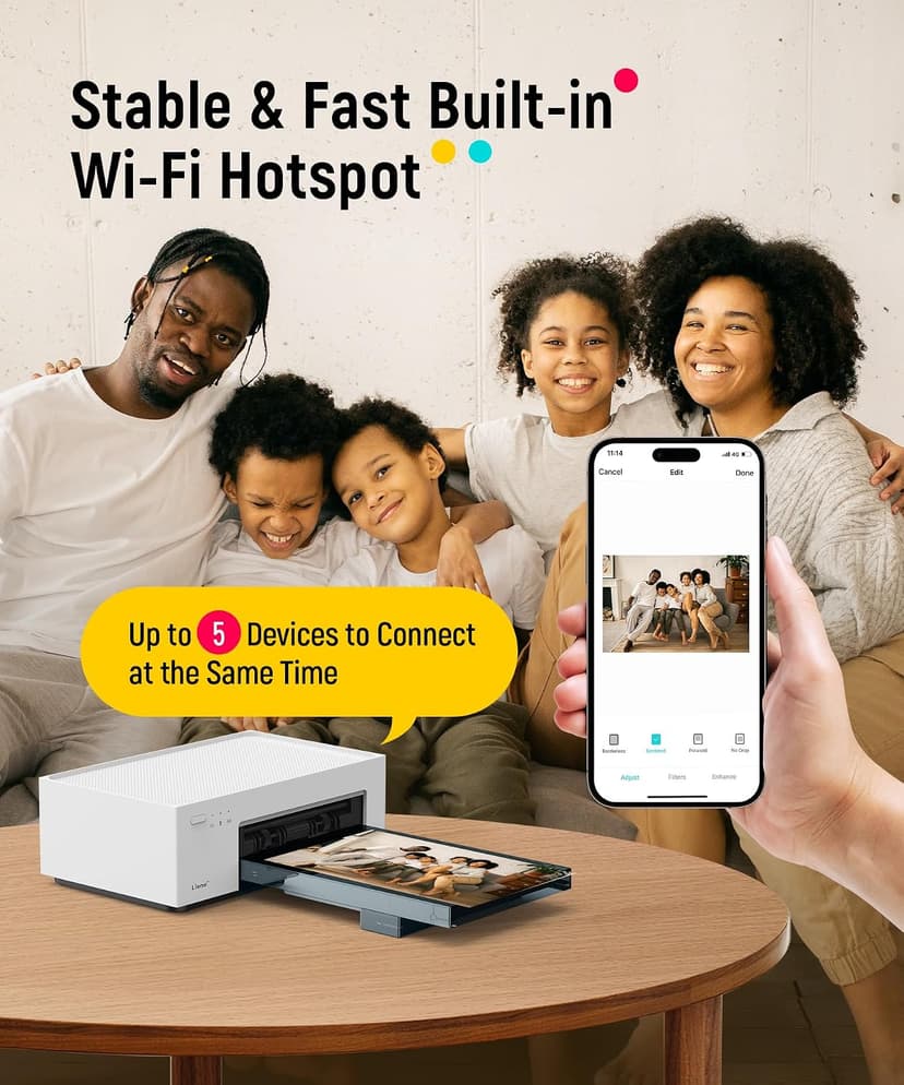 Liene M100 4x6'' Photo Printer, Phone Printer 100 Sheets & 3 Cartridges, Full-Color Photo, Portable Instant Photo Printer for iPhone Android, Thermal Dye Sublimation, Wi-Fi Picture Printer 100 Papers B09XHYNHB2