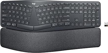 Logitech Ergo K860 Wireless Ergonomic Keyboard - Split Keyboard, Wrist Rest, Natural Typing, Stain-Resistant Fabric, Bluetooth and USB Connectivity, Compatible with Windows/Mac, Black