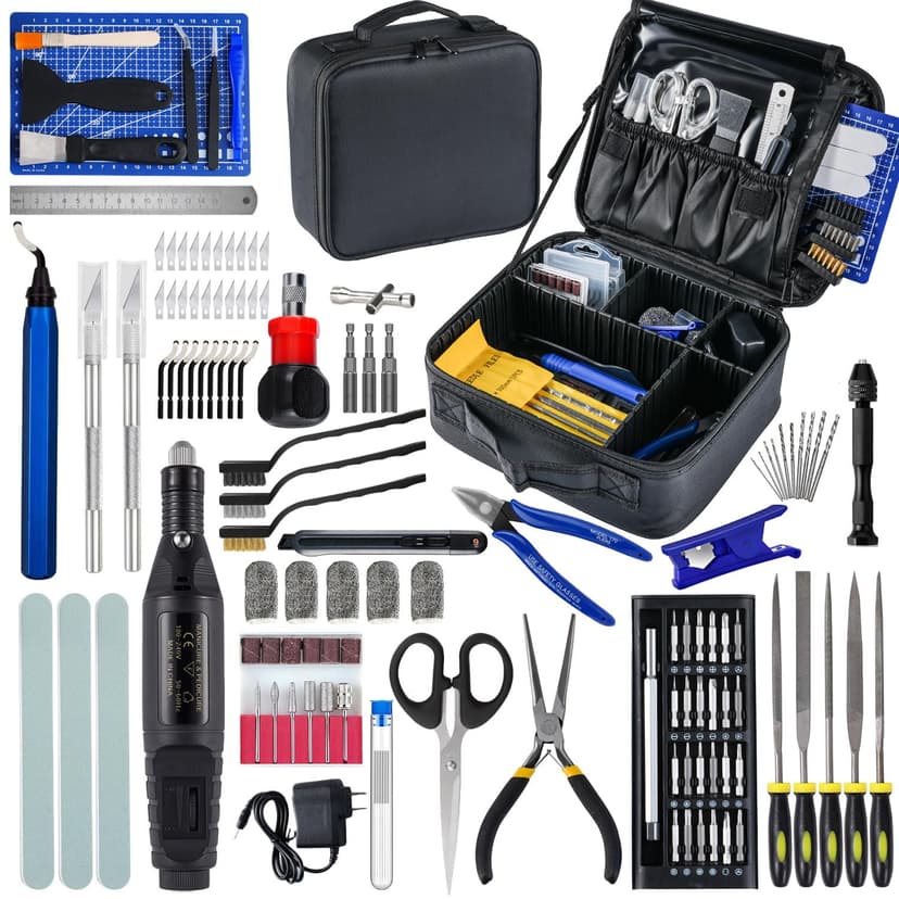 124Pcs 3D Printing Accessory Tools with Tool Bag for 3D Printer Modeler Basic Tools Diverse 3D Print Nozzle Cleaning Kit Mini Rotary Tool for Remove/Trim and Finish 3D Print