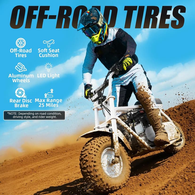 HOVER HEART Mini Bike, Gas Dirt Bike, Minibike, Gas Powered Mini Bikes for Adults, 99cc-4 Stroke Pit Bikes with Led, Dirtbike Motorcycle Max Load 200 Lbs, Speed 34.5 KM/H, Age13+ Hoverheart