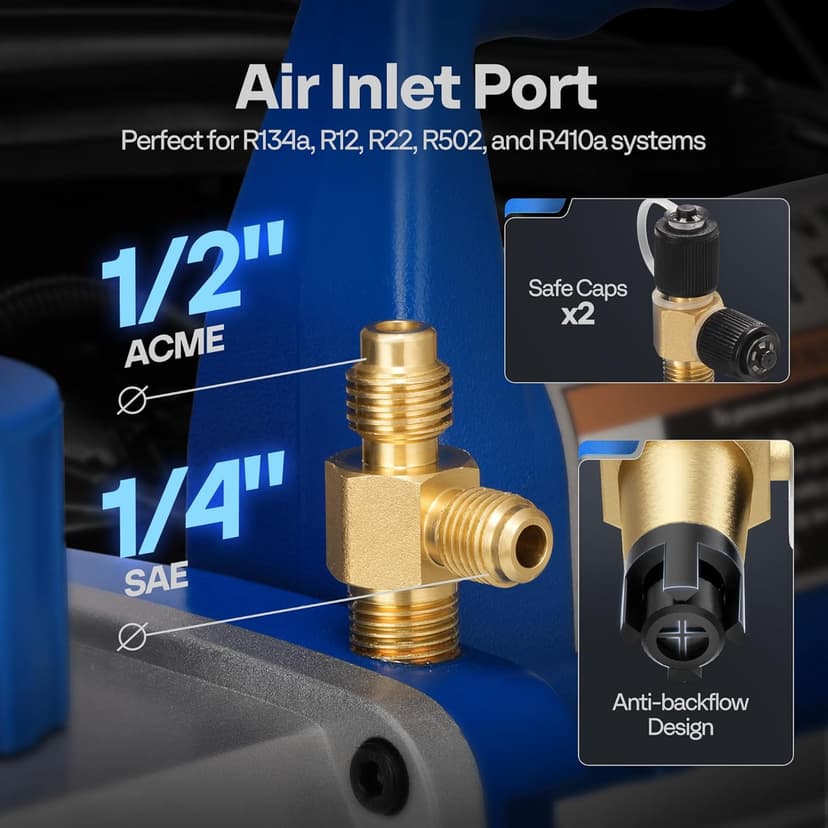 VIVOHOME 110V 1/3 HP 4CFM Single Stage Rotary Vane Air Vacuum Pump and R134a AC Manifold Gauge Set Kit with Leak Detector Carry Bag for HVAC Air Conditioning Refrigeration Recharging ETL Listed