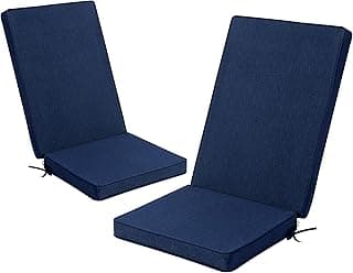 Adirondack Chair Cushions Set of 2 - Removable Covers, Water-Repellent & Fade-Resistant Faux Linen, Securing Straps, Non-Slip Bottom, Fit for Most Outdoor Adirondack & Rocking Chairs - Navy