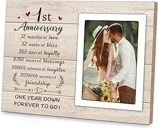 1st Anniversary Paper Gifts for Him Her - One Year Romantic Wedding Picture Frame Fit 4x6 Photos for Boyfriend Girlfriend, 1 Year Anniversary Valentines Gifts for Husband Wife Couple