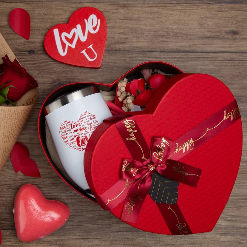 Mothers Day Gifts Mom Gifts Birthday Gifts Box for Girlfriend Wife Lover Valentine's Day Gifts for Women Heart-shaped Red Rose Love Gift Basket Love You Present Wedding & Engagement Anniversary Roman B0CP3X9LDL