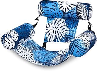SLOOSH Pool Floats Chairs Adult,Inflatable Pool Lounge,Plant Pattern Floating Mat Hammock,Blow up Water Chairs Noodles rafts for Party Summer Water Beach Fun